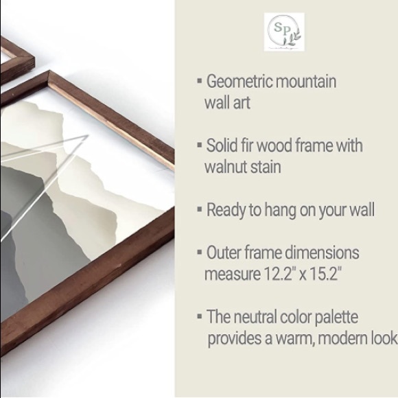 Set of 3 Rustic Geometric Mountain Pictures - Picture 3 of 4